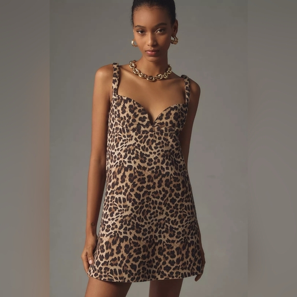 NWT Anthropologie Dhruv Kapoor Leopard Mini Dress, Size M - Picture 1 of 11